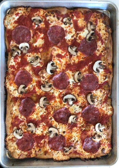 Sheet Pan Pizza {Homemade Dough Recipe Included} - FeelGoodFoodie