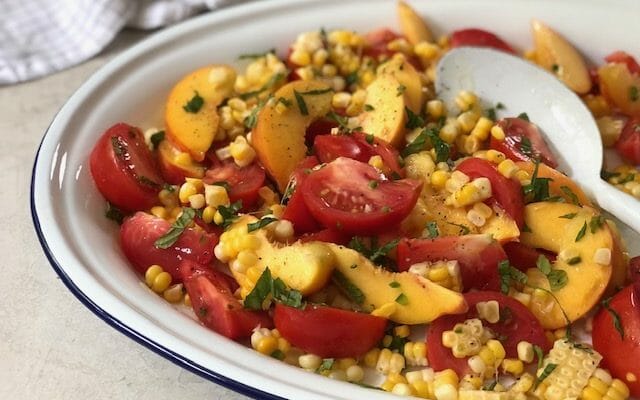 peach corn tomato salad