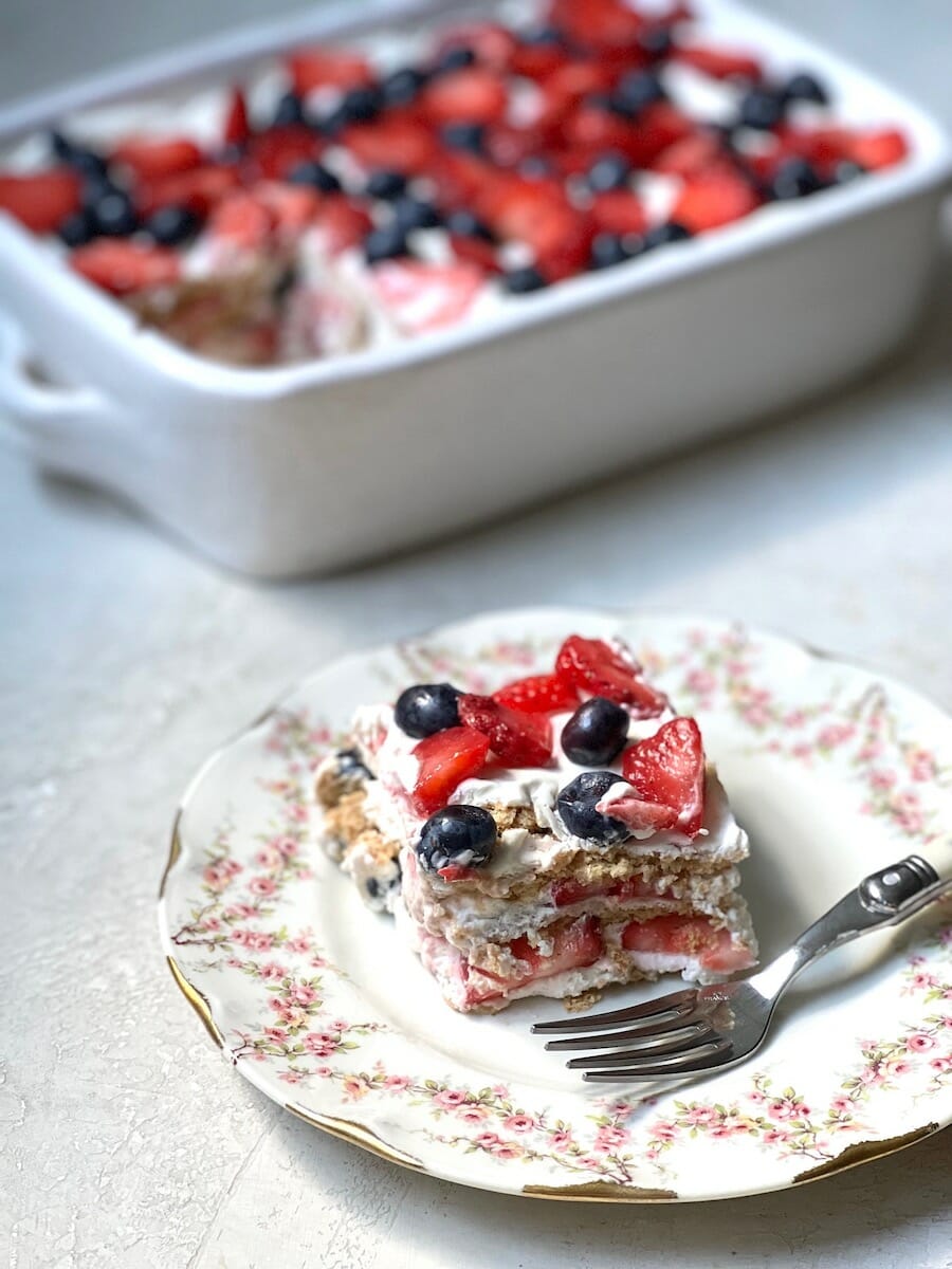 Lemon Yogurt Icebox Cake with Berries - Mom's Kitchen Handbook