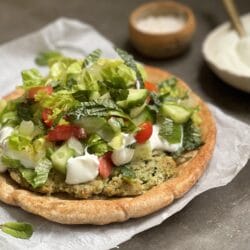 Turkey chickpea pita smash burgers