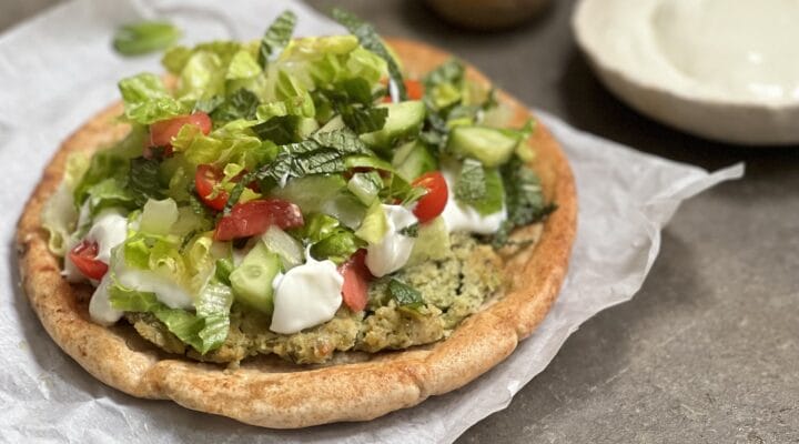 Turkey chickpea pita smash burgers