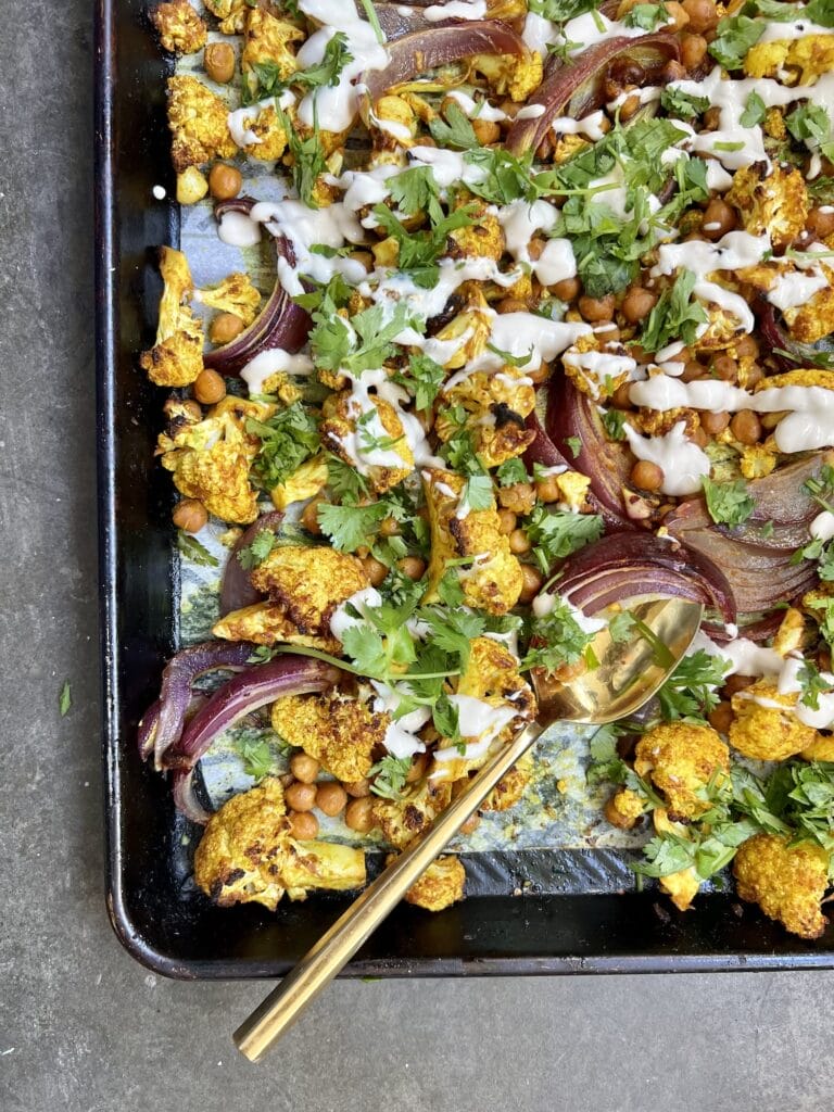 Sheet Pan Cauliflower Chickpea Shawarma