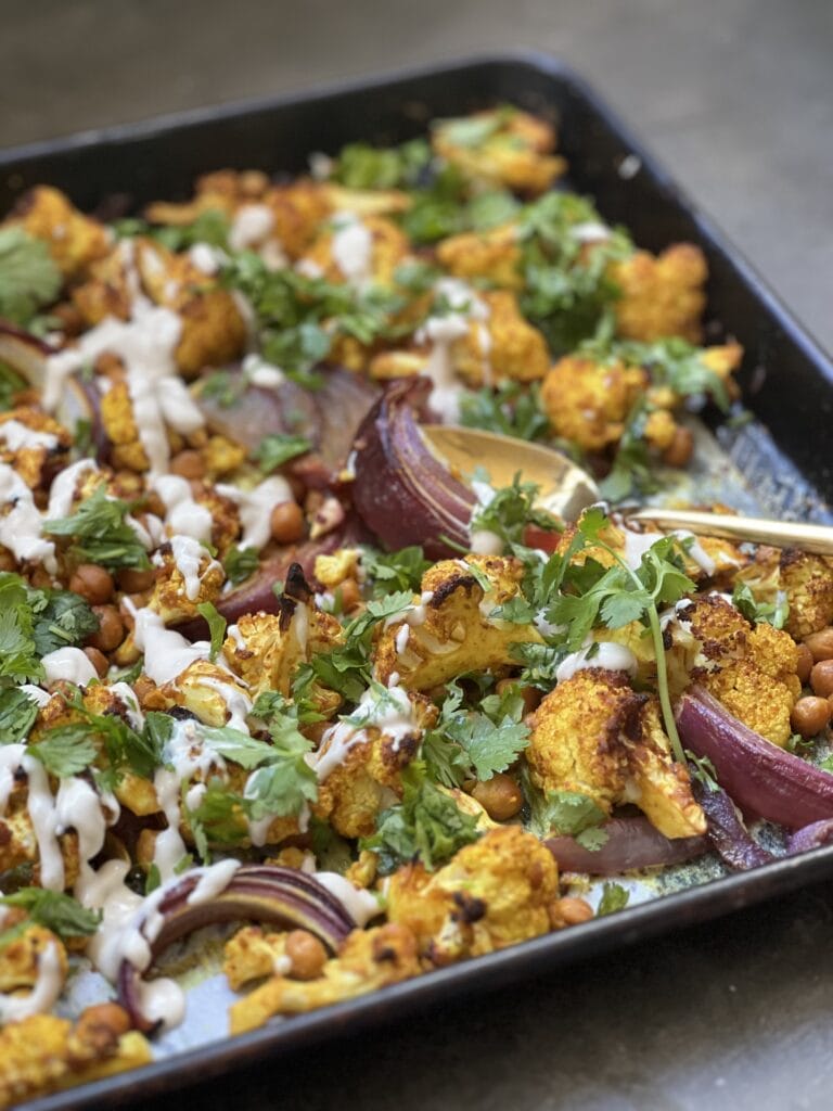 Sheet Pan Cauliflower Chickpea Shawarma