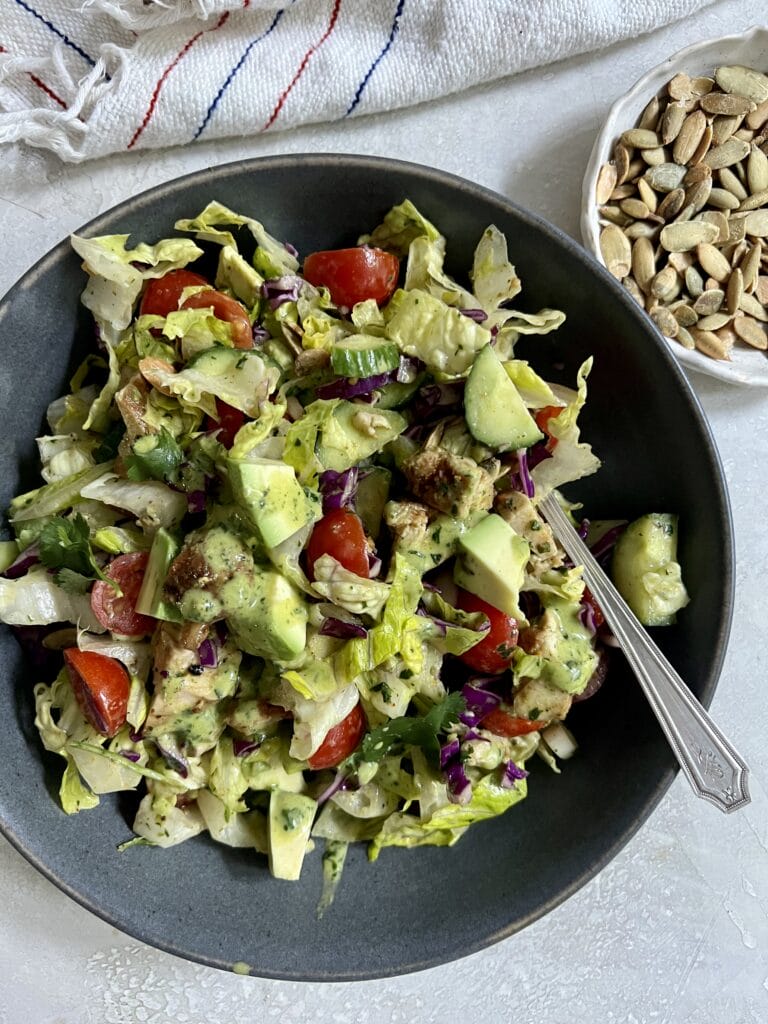 Tex Mex Chopped Chicken Salad with Dreamy Cilantro Dressing