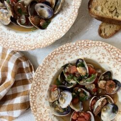 Brothy clams with chorizo and tomatoes